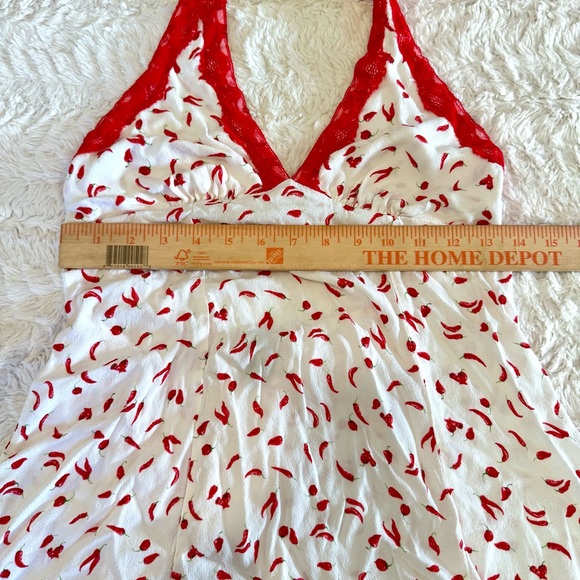 Wild Fable medium Chili Pepper Mini Dress | White & Red Lace Trim Halter - Picture 4 of 6
